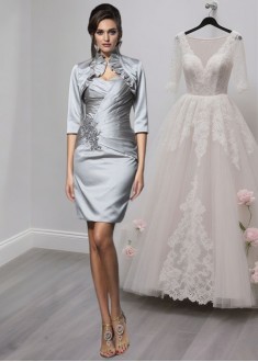 Sweetheart Satin Short Mother of the Bride Dresses – Sleeveless Sheath Style