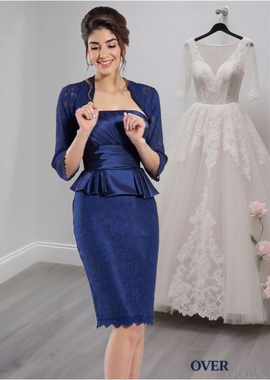 Strapless Taffeta Sheath Mother of the Bride Dress with Beading – Knee Length Strapless Taffeta Sheath Mother of the Bride Dress with Beading – Knee Length