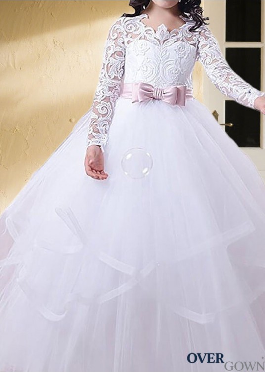 Tulle Jewel Neck Flower Girl Dresses – Long Sleeve Ball Gowns Tulle Jewel Neck Flower Girl Dresses – Long Sleeve Ball Gowns