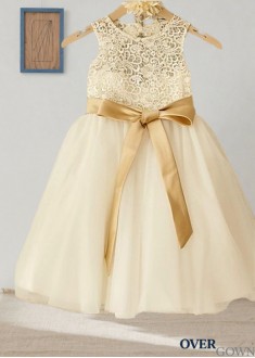 All-Season Princess Occasion Dress in Tulle - Bowknot Natural Waist Scoop