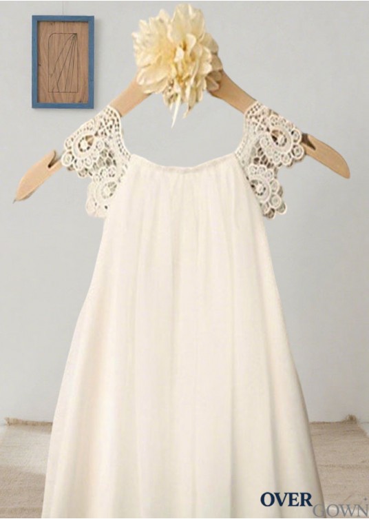 Chiffon Scoop Neck Sleeveless A-Line Flower Girl Dress with Lace Chiffon Scoop Neck Sleeveless A-Line Flower Girl Dress with Lace