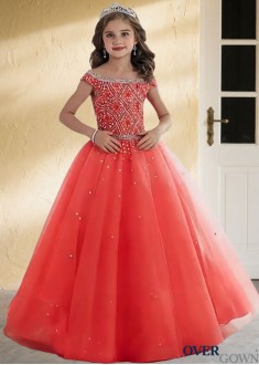 Off-the-Shoulder Tulle Flower Girl Dress