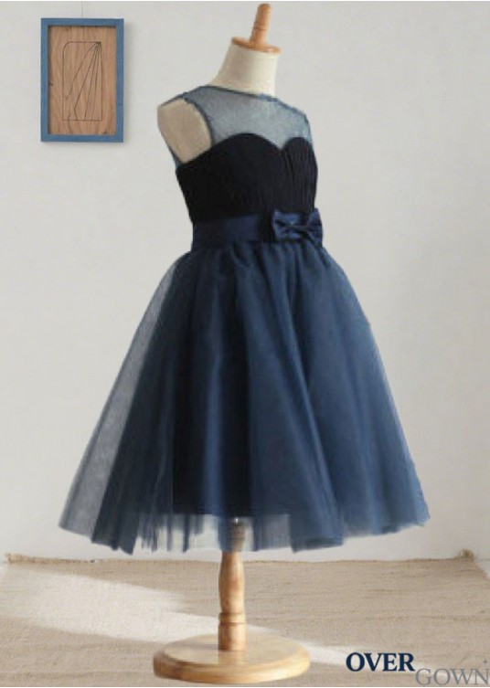 Tulle Jewel Neck Bowknot Sleeveless Ball Gown Flower Girl Dress Tulle Jewel Neck Bowknot Sleeveless Ball Gown Flower Girl Dress