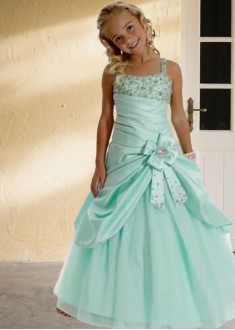Satin Flower Girl Dress with Beading – Sleeveless A Line Princess Gowns