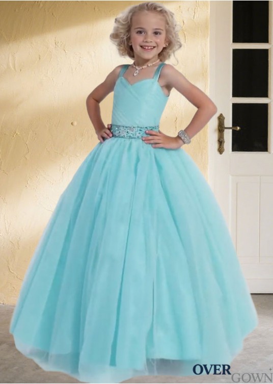 Tulle Sleeveless A Line Flower Girl Dresses with Crystals Tulle Sleeveless A Line Flower Girl Dresses with Crystals