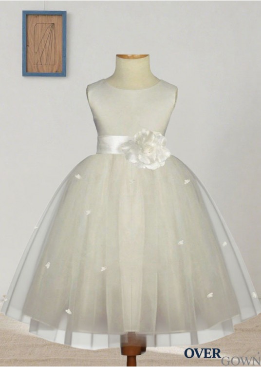Tulle Scoop Neck Hand-Made Flower Princess Flower Girl Dress Tulle Scoop Neck Hand-Made Flower Princess Flower Girl Dress