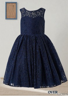 Floor-Length Lace Princess Gown - Scoop Neck Design