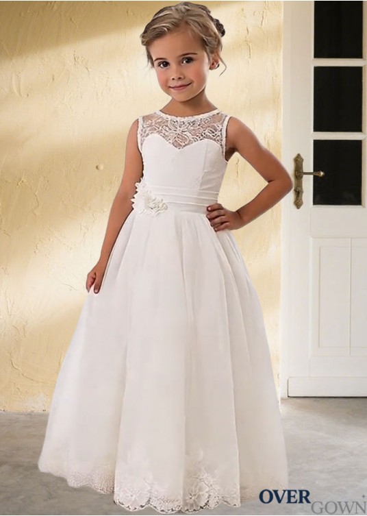 Sleeveless Tulle Scoop Neck Flower Girl A-Line Dress Floor-Length Natural Waist Sleeveless Tulle Scoop Neck Flower Girl A-Line Dress Floor-Length Natural Waist