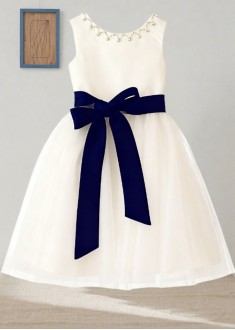 Tea Length Flower Girl Dress with Bowknot – Sleeveless Princess Style