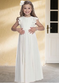Chiffon Jewel Neck Flower Girl Dress – Floor Length A Line Gown