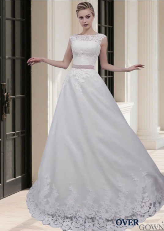 Elegant Sleeveless Tulle A-Line Beach Wedding Dress – Simple Jewel Neck Bridal Gown Elegant Sleeveless Tulle A-Line Beach Wedding Dress – Simple Jewel Neck Bridal Gown