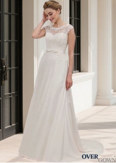 Jewel Beach Wedding Dresses – Cap Sleeves Bridal Gown Online
