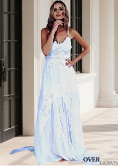 Spaghetti Strap Chiffon Full-Length Bridal Gown