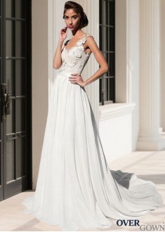 Sleeveless Chiffon A-Line Beach Bridal Gown Sweep