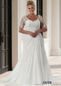 Chiffon Wedding Dress with Chapel Train