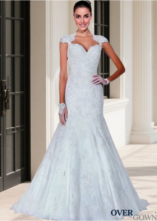 Cap Sleeve Chapel Train Trumpet Bridal Gown Cap Sleeve Chapel Train Trumpet Bridal Gown