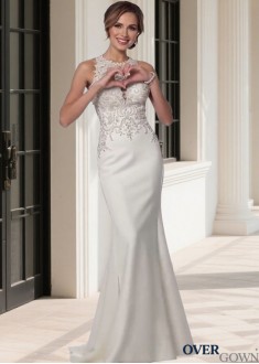 Jewel Neck Satin Mermaid Wedding Dresses – Sleeveless Bridal Gown