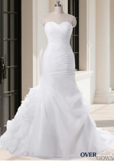 Organza Sweetheart Mermaid Sleeveless Wedding Dresses with Ruched