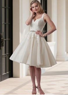 Beach Short Wedding Dress Tulle A-Line Sweetheart Sleeveless Bridal Gown
