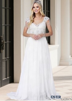 A-Line Wedding Gown in Tulle and Chiffon