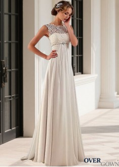 Empire Waist A-Line Full Length Beach Bridal Gown