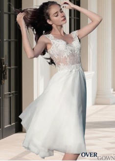 Scoop Neck Bridal Dress with Natural Waist