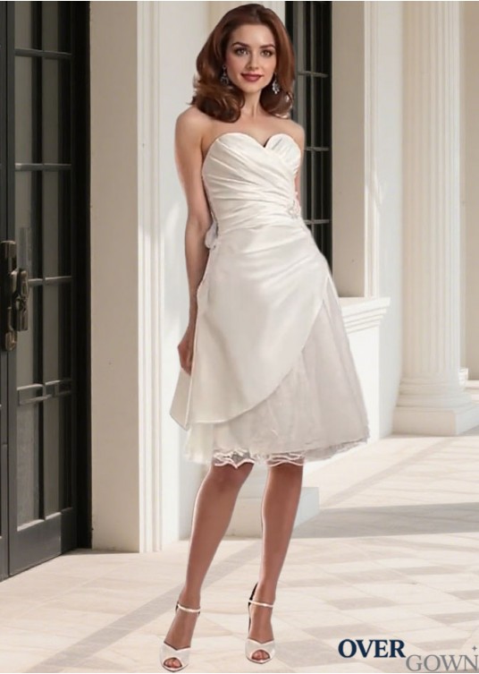 Chic Tulle Sweetheart Sleeveless Knee Length A-Line Short Wedding Dress Chic Tulle Sweetheart Sleeveless Knee Length A-Line Short Wedding Dress