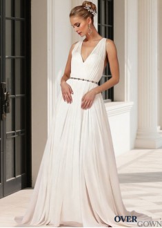 Full Length Chiffon Sweep Train Bridal Gown