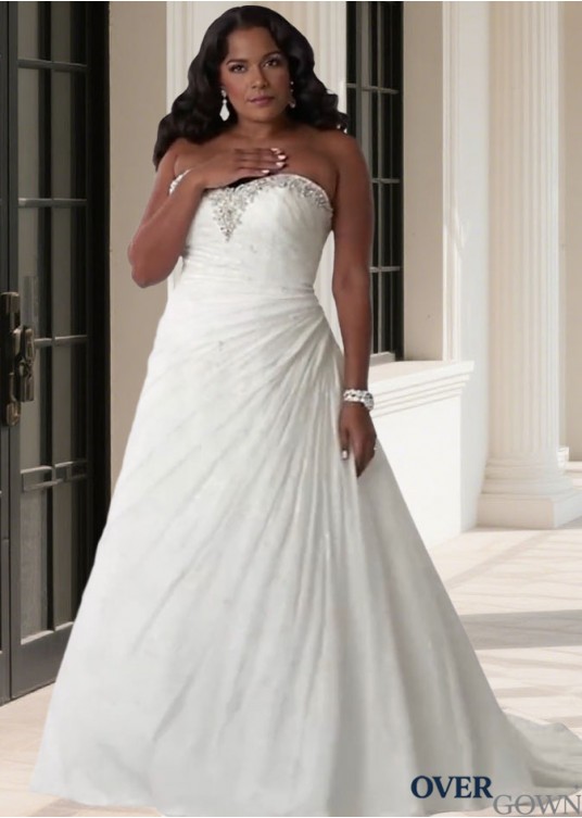 Plus Size Sweetheart Neckline A Line Wedding Dresses with Beading Plus Size Sweetheart Neckline A Line Wedding Dresses with Beading