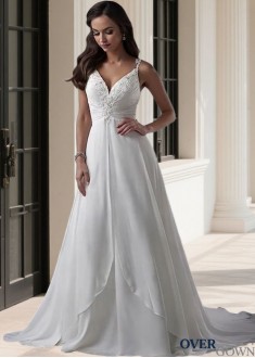 Sleeveless Plus Size Chapel Train Bridal Gown