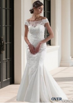 Off The Shoulder Mermaid Beach Wedding Dress – Tulle Bridal Gowns