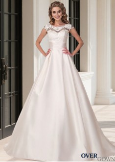 Satin A Line Wedding Dresses with Scoop Neck – Bridal Ball Gowns