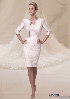 Pink Mother of the Bride Dress with Jacket – Knee Length Two-Piece Outfit