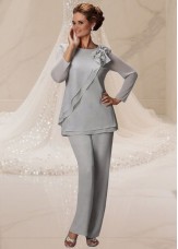 Two-Piece  Jewel Neck Mother of the Bride Pantsuits