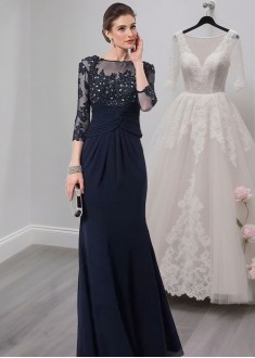 Chiffon Full-Length Mother of the Bride Dress For Evening With Sleeves