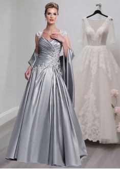 Queen Anne Neck Taffeta Mother of the Bride Dress – Formal Gowns 