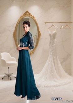 Full-Length Chiffon Mother of the Bride Dress with Jacket and Spaghetti Straps