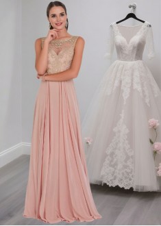 Tulle Chiffon A-Line Mother of the Bride Dress with Jewel Neckline