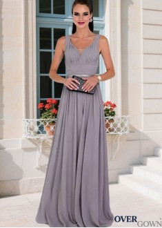 A-Line V-Neck Chiffon Mother of the Bride Gown