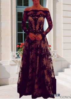 Full Length Illusion Sleeve Mother of the Bride Gown