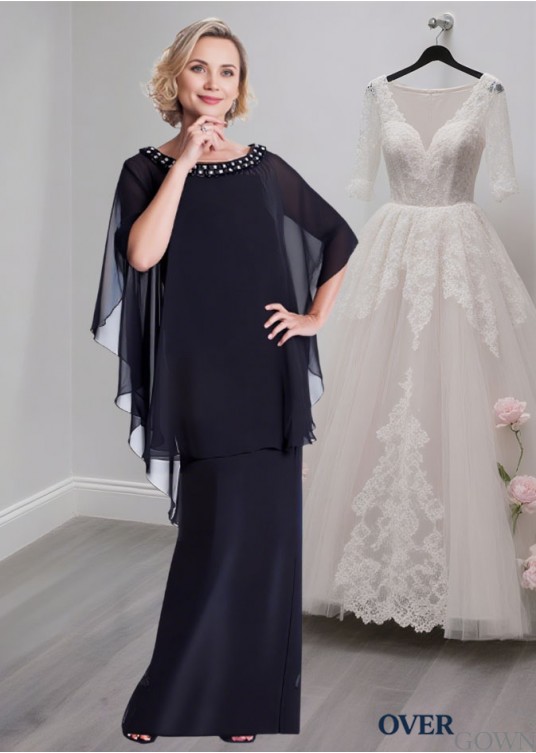 Chiffon Mother of the Bride Dress – Scoop Neck Sheath Gown for Elegant Weddings Chiffon Mother of the Bride Dress – Scoop Neck Sheath Gown for Elegant Weddings