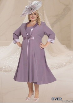 Elegant Purple Chiffon Mother of the Bride Dress with Jacket