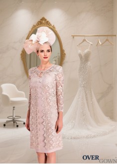 Chiffon Knee-Length Sheath Dress with V-Neck and Coat Jacket Sleeve