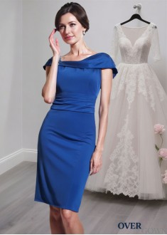Chiffon Mother of the Bride Dresses – Portrait Neck Knee-Length Sheath Gowns