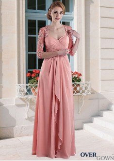 Illusion Sleeve Sweetheart A-Line Dress