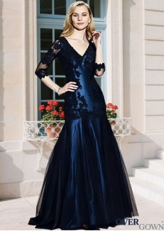 Tulle Satin Trumpet MOB Dress Full Length