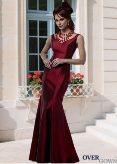 Taffeta Trumpet MOB Dress Full Length Red