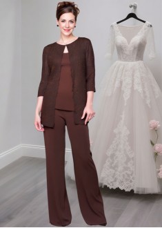 Full Length Chiffon Mother of the Bride Pantsuit with Jacket Online