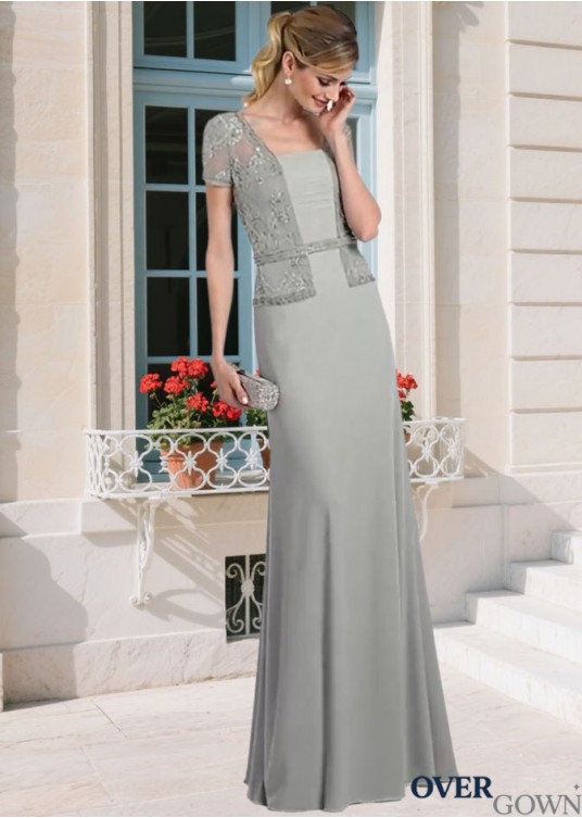 Mother of the Bride Dresses – Square Neck Sheath Gown with Sleeves Mother of the Bride Dresses – Square Neck Sheath Gown with Sleeves