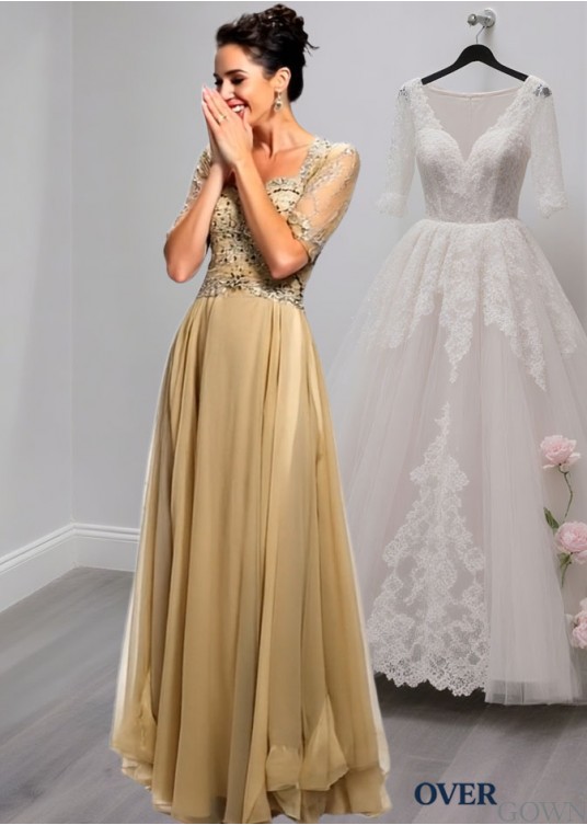 Elegant Silk-Like Chiffon Sweetheart A-Line Mother of the Bride Dress with Illusion Sleeves Elegant Silk-Like Chiffon Sweetheart A-Line Mother of the Bride Dress with Illusion Sleeves